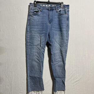 S.O.N.G Jeans Women's 13 X 31 Blue Cotton Stretch Slim Fit High-Rise Frayed‎ Hem